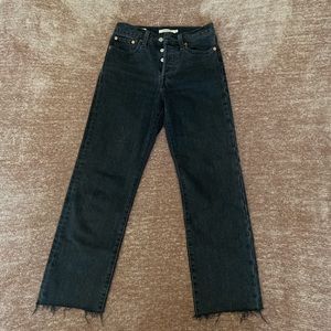 Levi’s straight leg wedgie jeans raw hem